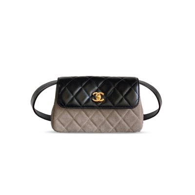 CHANEL BLACK SUEDE FLAP CROSSBODY BAG AP4677 (19.5*11.5*5cm)